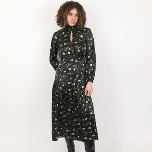 Borgo de Nor Floral Midi Dress - Black & Blue - UK 6 (US 2) - LIKE NEW